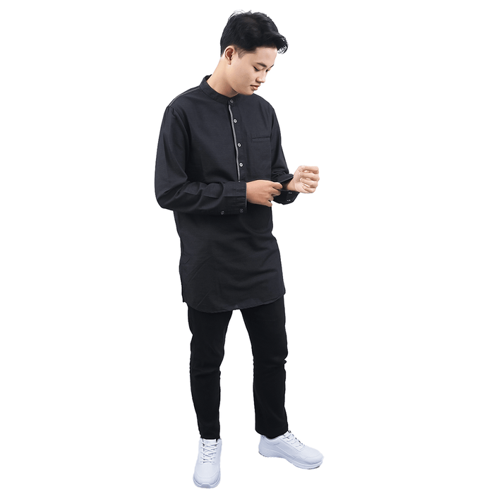 CARDINAL MEN KEMEJA KOKO JEANS V.1 ( SLIM FIT, HITAM ORIGINAL )